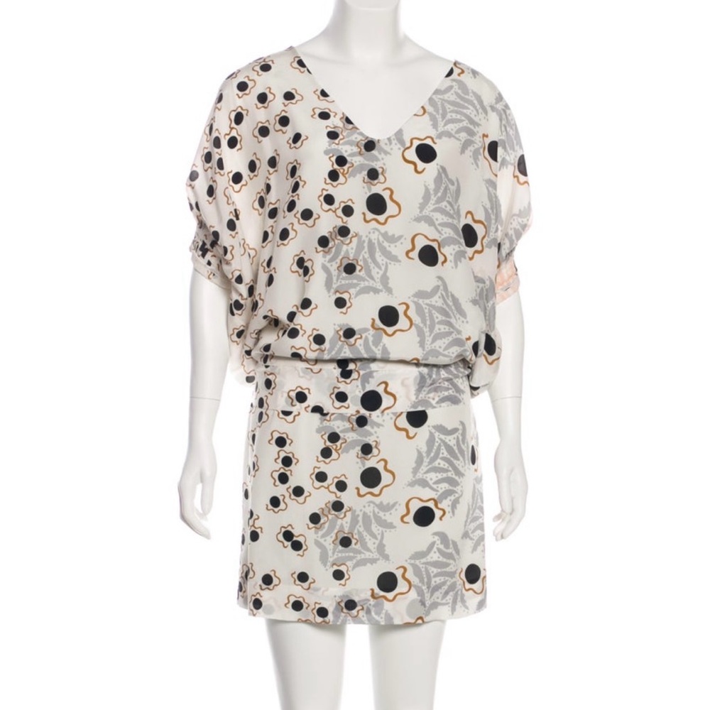 Diane Von Furstenberg Abstract Print Dress in Black and Brown